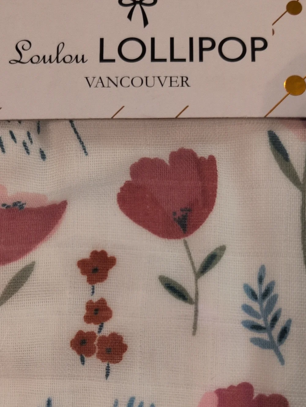 Loulou Lollipop Muslin Quilt - Cream with Pink and Blue Accents 47x47